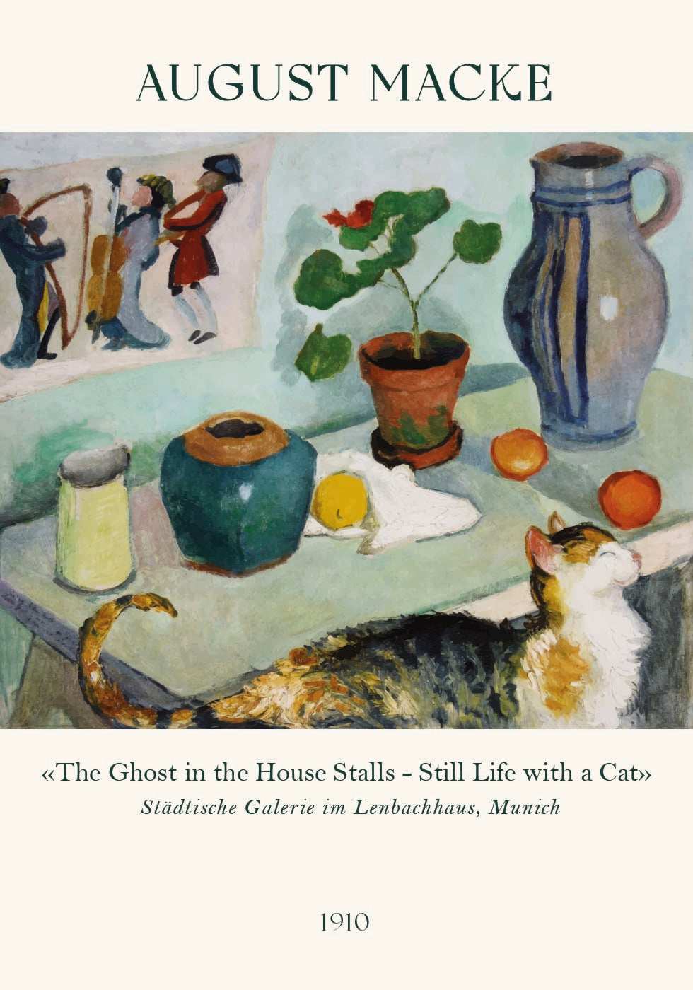 August Macke, Stillleben mit einer Katze Poster - Posterbox.dk