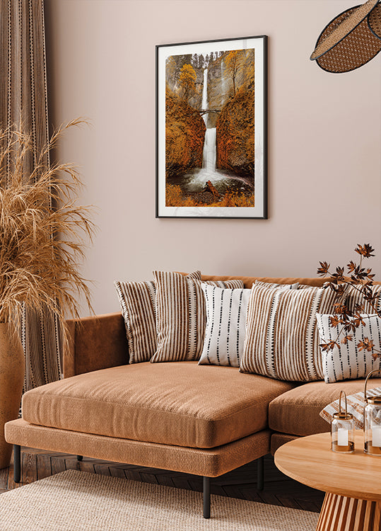 Herbstwasserfall im Wald Poster - Posterbox.dk