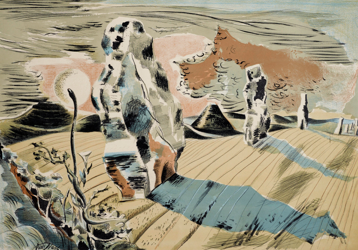 Avebury, surreale Landschaft von Paul Nash Poster - Posterbox.dk