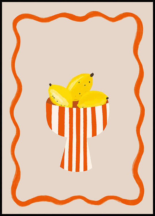 Bananen in Streifen, modernes minimalistisches Obstposter - Posterbox.dk