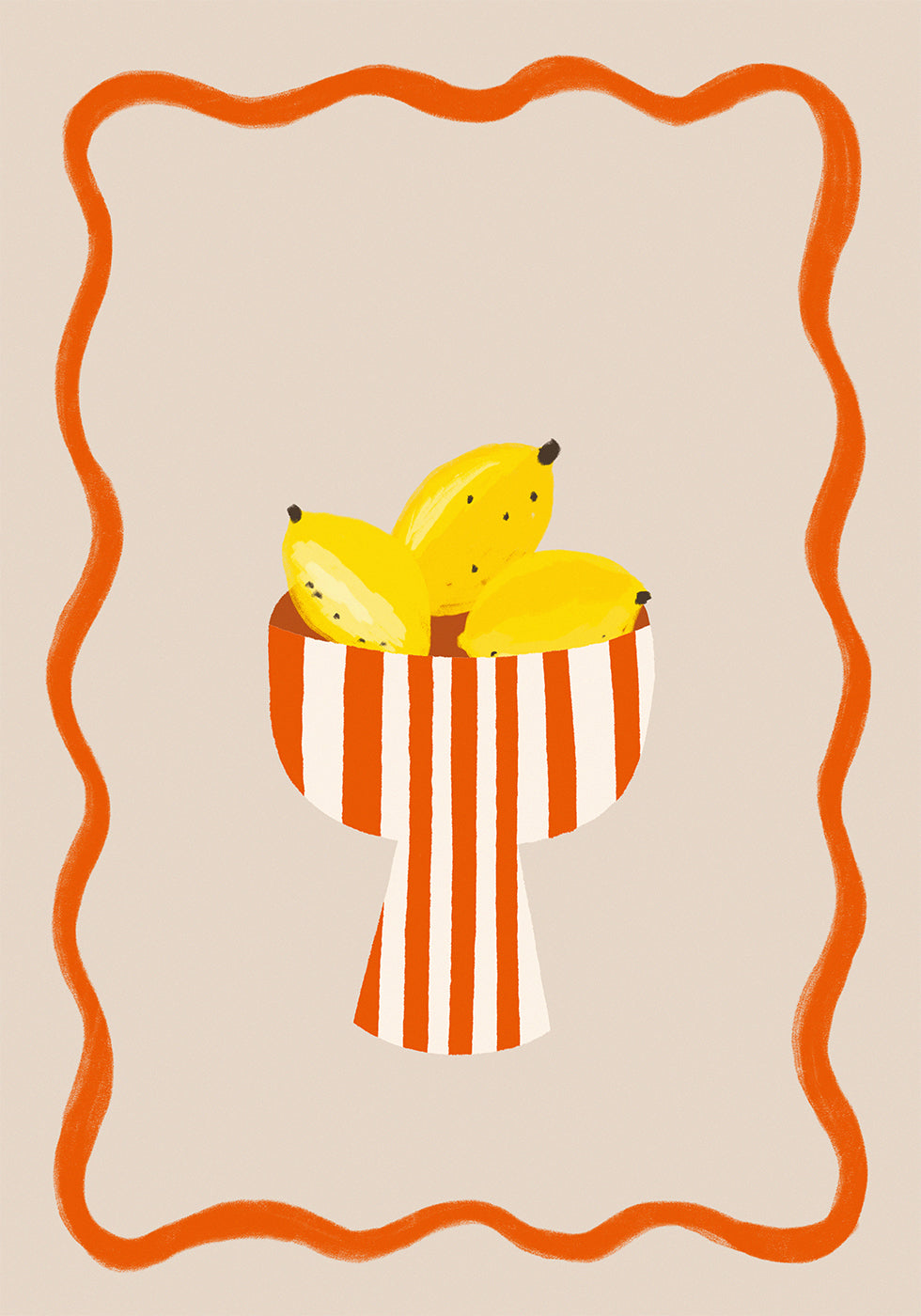 Bananen in Streifen, modernes minimalistisches Obstposter - Posterbox.dk