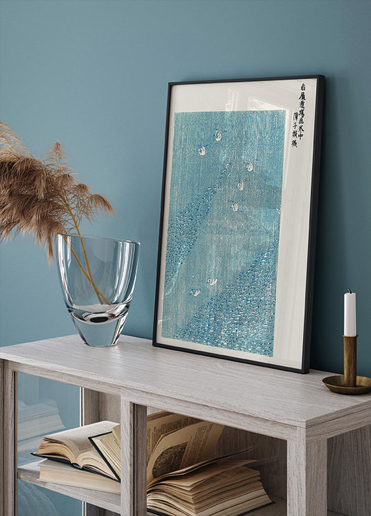 Vögel im Flug, minimalistisches japanisches Holzschnitt-Poster - Posterbox.dk