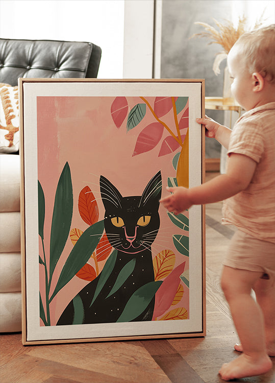 Schwarze Katze im Dschungel Poster - Posterbox.dk