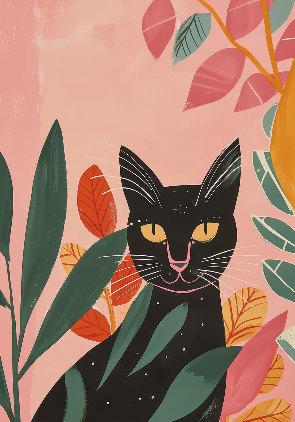 Schwarze Katze im Dschungel Poster - Posterbox.dk