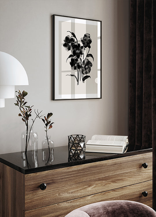 Schwarzes Aquarell-Blumenposter - Posterbox.dk
