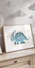 Blauer Dinosaurier auf Rädern Poster - Posterbox.dk