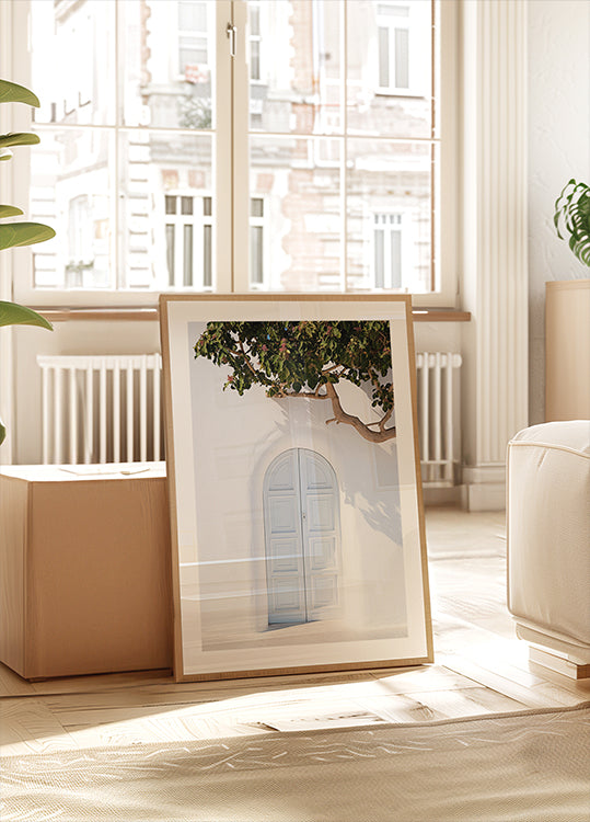 Blaue Tür, mediterrane Architektur Poster - Posterbox.dk