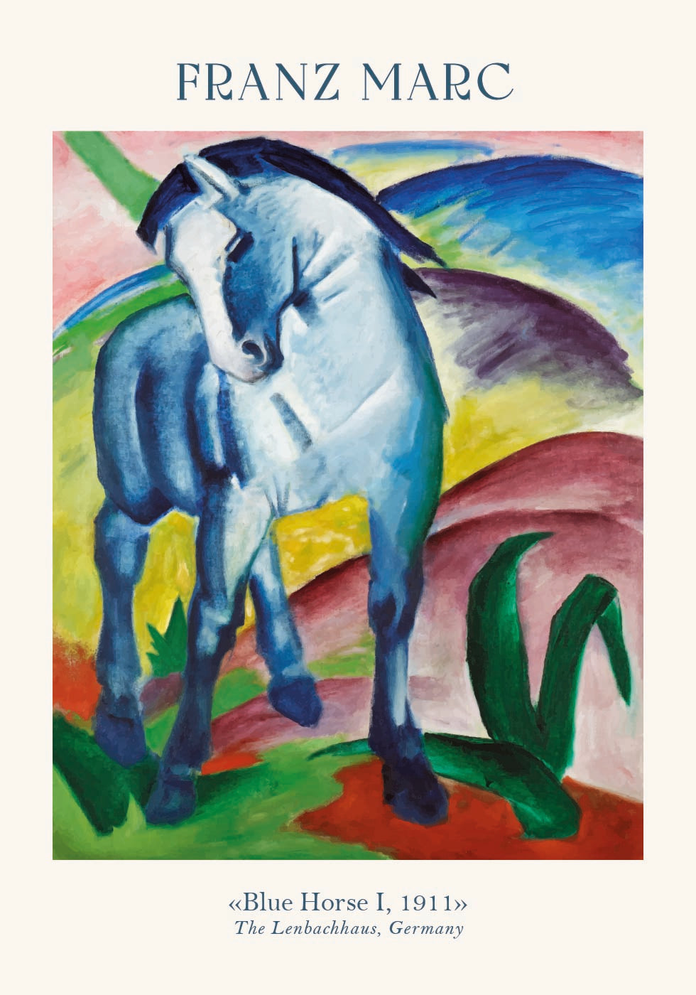 Blaues Pferd I, Franz Marc Poster - Posterbox.dk
