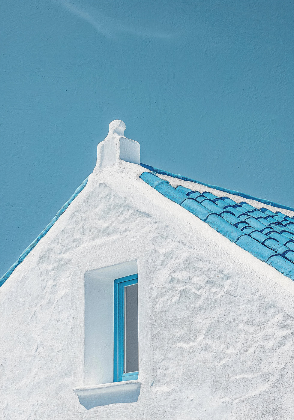 Poster mit blauem Dach und weißen Wänden - Posterbox.dk