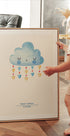 Blaue Aquarellwolke, personalisiertes Baby-Poster für Jungen – Posterbox.dk