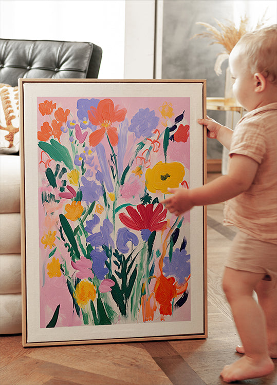 Auffälliges Wildblumenstrauß, ausdrucksstarkes Blumenposter – Posterbox.dk