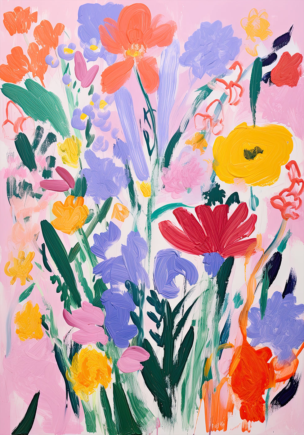 Auffälliges Wildblumenstrauß, ausdrucksstarkes Blumenposter – Posterbox.dk