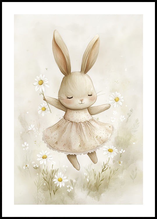 Poster Hase und Gänseblümchen - Posterbox.dk