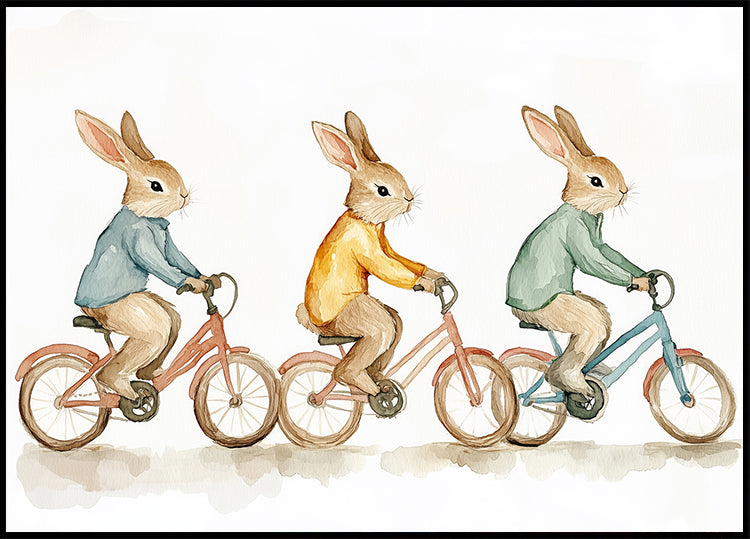 Bunny Bicycle Trio Poster - Posterbox.dk