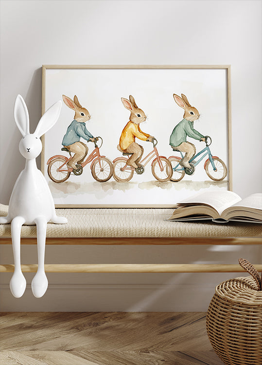 Bunny Bicycle Trio Poster - Posterbox.dk