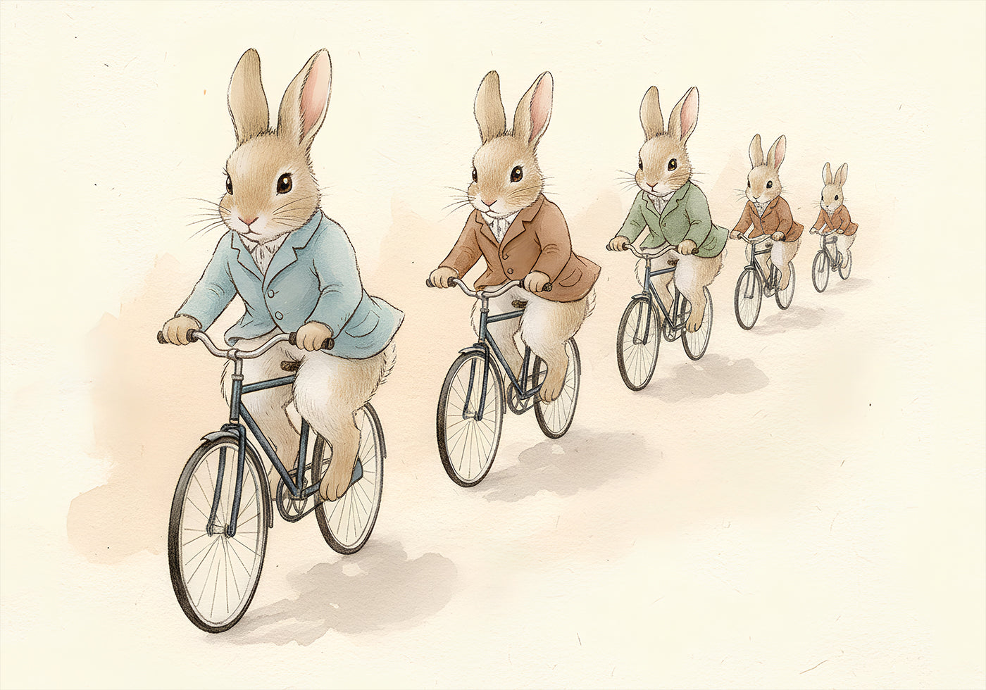 Bunny Friends on Bicycles Plakat - Posterbox