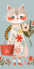 Katze im Blumenkleid mit Blumen Poster - Posterbox.dk