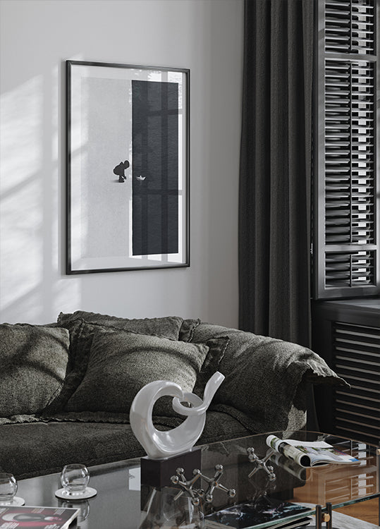 Kontrastposter „Kind mit Papierboot“ - Posterbox.dk