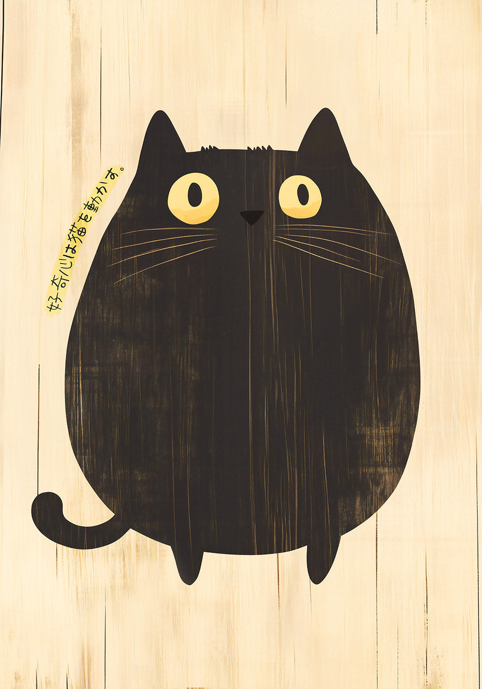 Chubby Cat Curiosity, skurriles Katzenkunstposter - Posterbox.dk