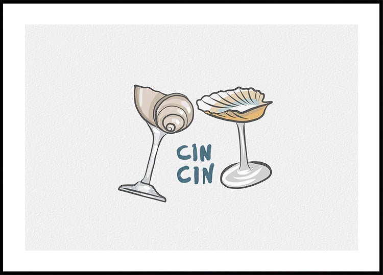 Cin Cin, Muschel-Cocktailglas-Poster - Posterbox.dk