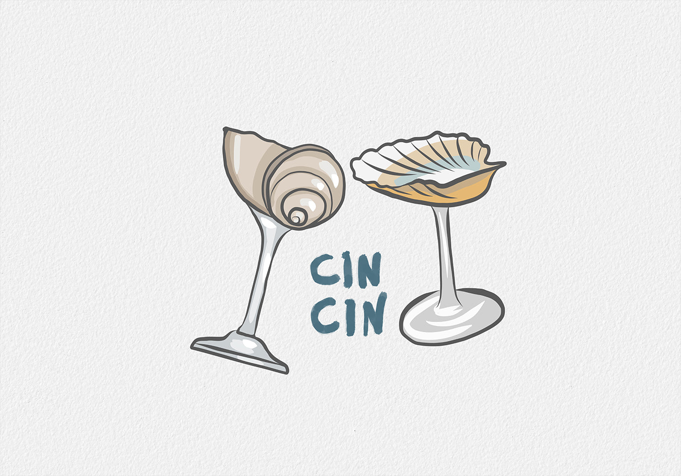Cin Cin, Muschel-Cocktailglas-Poster - Posterbox.dk