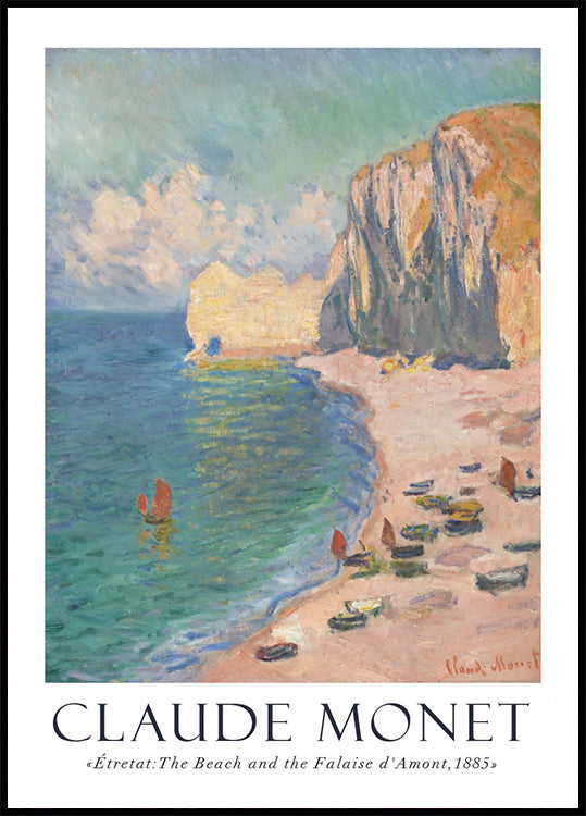 Claude Monet – Étretat, Der Strand und die Falaise d'Amont Poster – Posterbox.dk