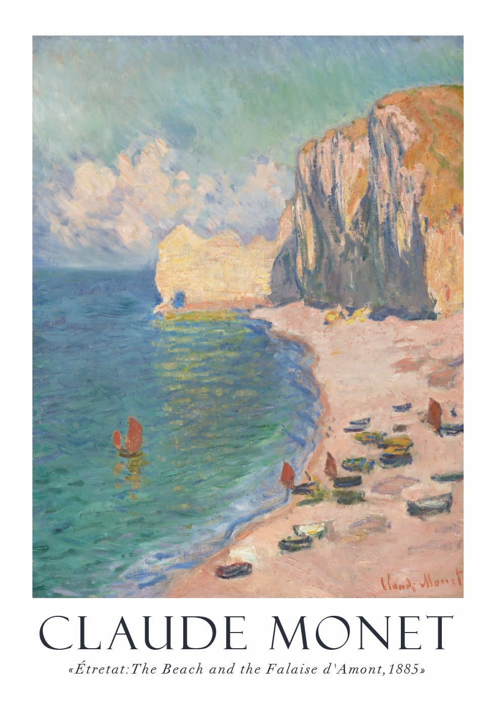 Claude Monet – Étretat, Der Strand und die Falaise d'Amont Poster – Posterbox.dk