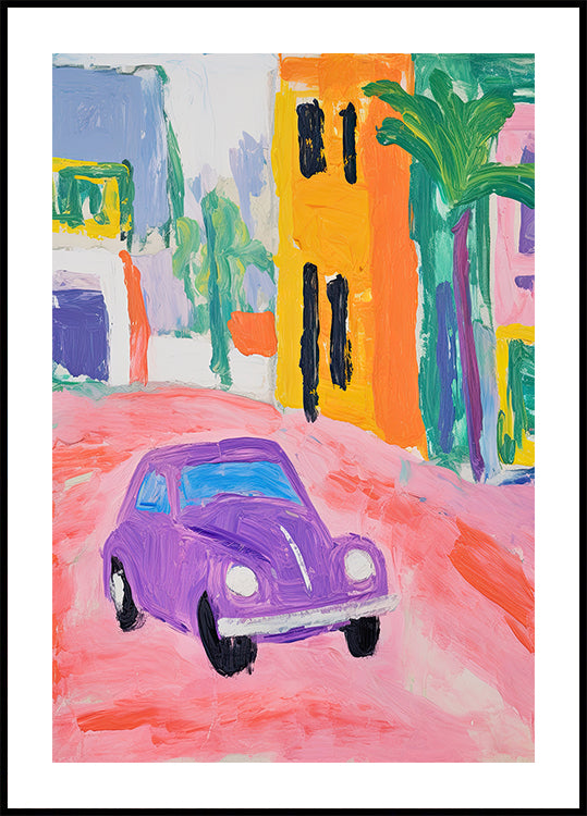 Buntes Stadtauto-Poster - Posterbox.dk