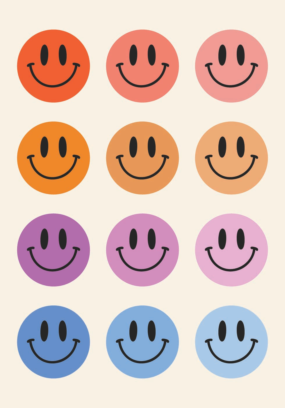 Bunte Smiley-Gesichter-Poster - Posterbox.dk