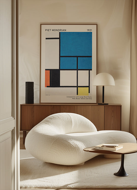 Komposition mit großem blauen Flugzeug Poster - Posterbox.dk