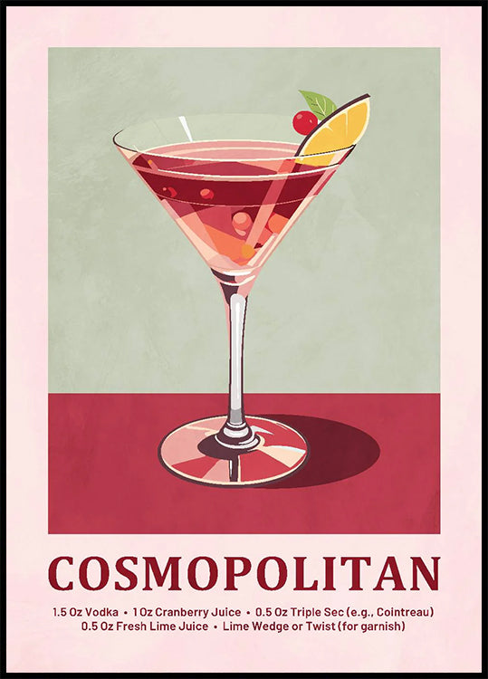 Kosmopolitisches Cocktail-Rezept-Poster - Posterbox.dk