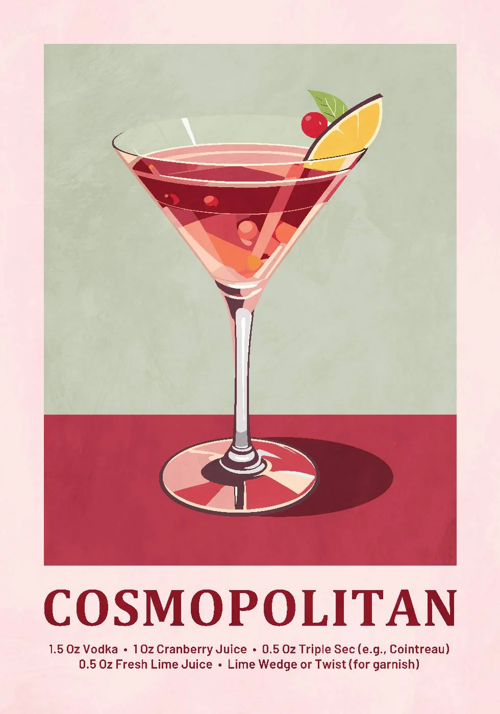 Kosmopolitisches Cocktail-Rezept-Poster - Posterbox.dk