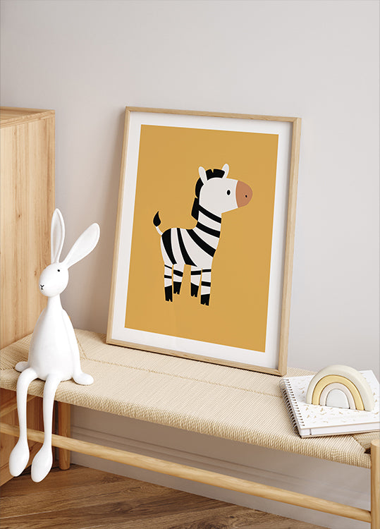 Niedliches Zebra-Illustrationsposter - Posterbox.dk
