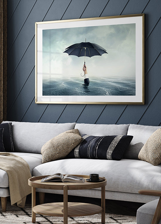 Poster „Ertrinken mit einem Regenschirm“ - Posterbox.dk