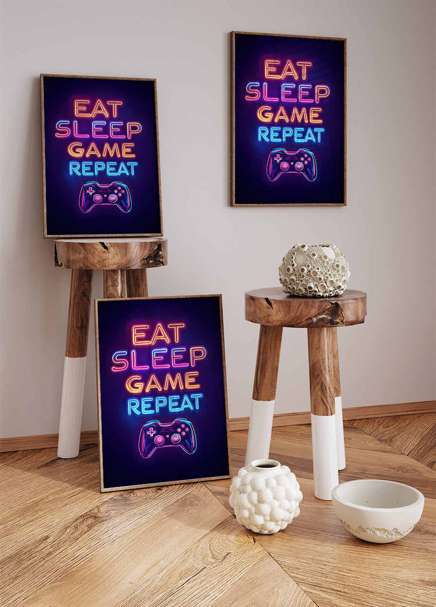 Poster „Eat Sleep Game Repeat“ - Posterbox.dk
