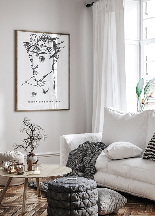 Egon Schiele Selbstporträt 1902 Poster - Posterbox.dk