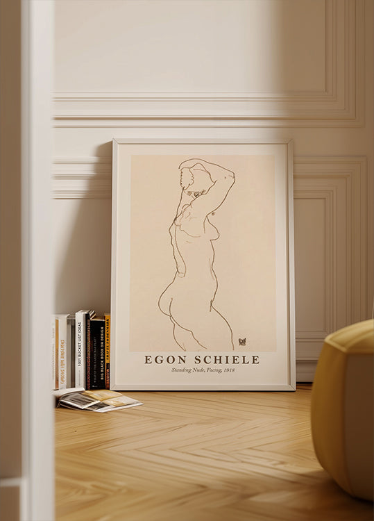 Egon Schiele, Stehender Akt mit dem Gesicht zugewandt Poster - Posterbox.dk