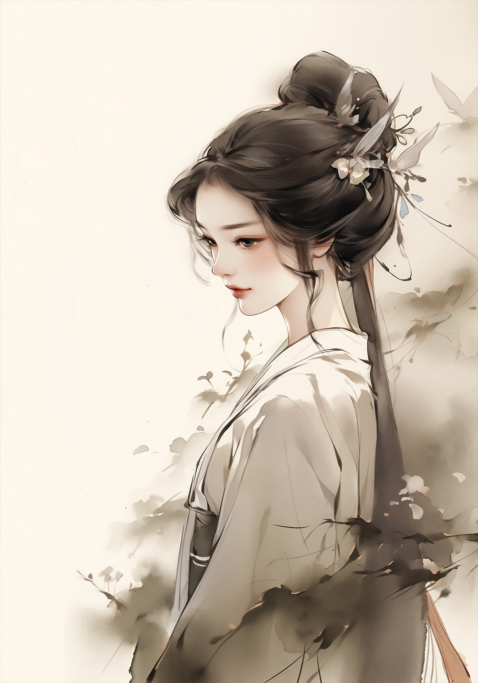 Elegantes Ink Woman-Poster - Posterbox.dk