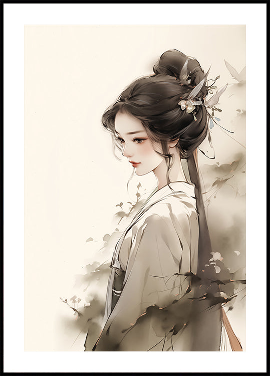 Elegantes Ink Woman-Poster - Posterbox.dk