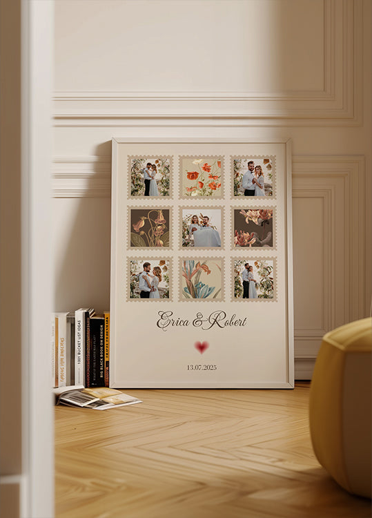 Elegant Wedding Photo Collage Personalized Plakat - Posterbox
