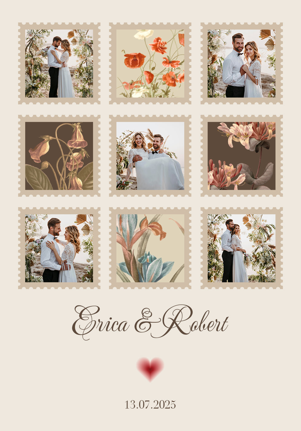 Elegant Wedding Photo Collage Personalized Plakat - Posterbox