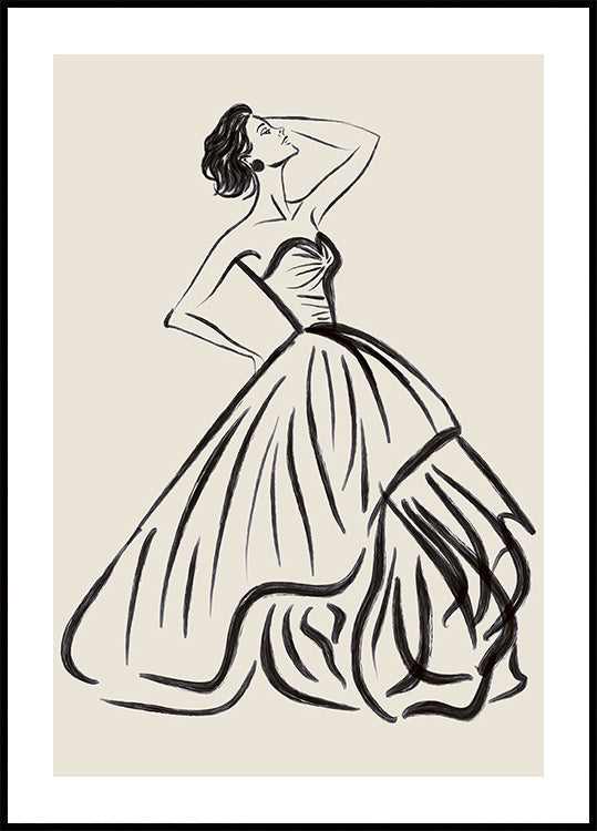 Elegant Woman Sketch Plakat - Posterbox