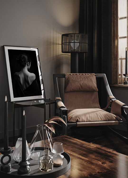 Feminine Eleganz in Schwarz-Weiß-Poster - Posterbox.dk