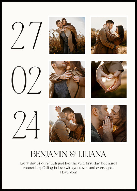 Erstes Date, romantisches Paar-Collage-Poster - Posterbox.dk