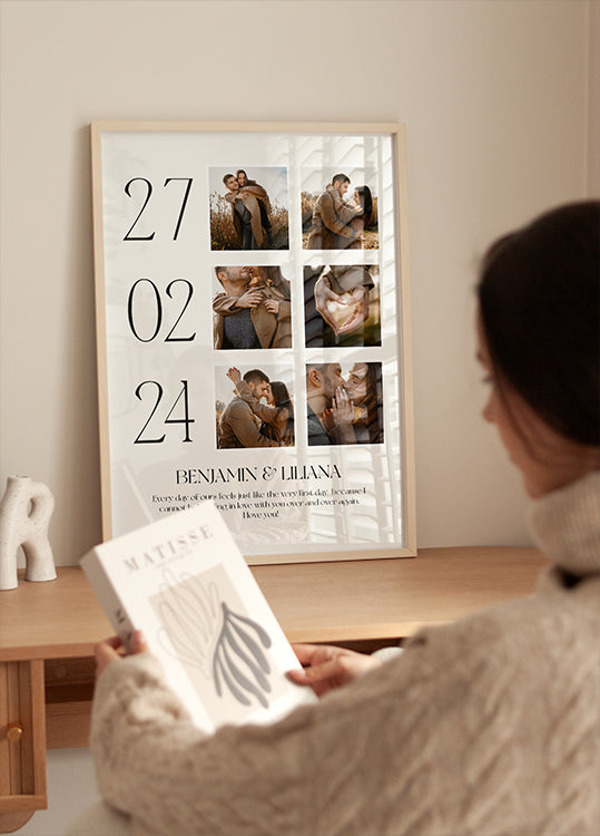 Erstes Date, romantisches Paar-Collage-Poster - Posterbox.dk