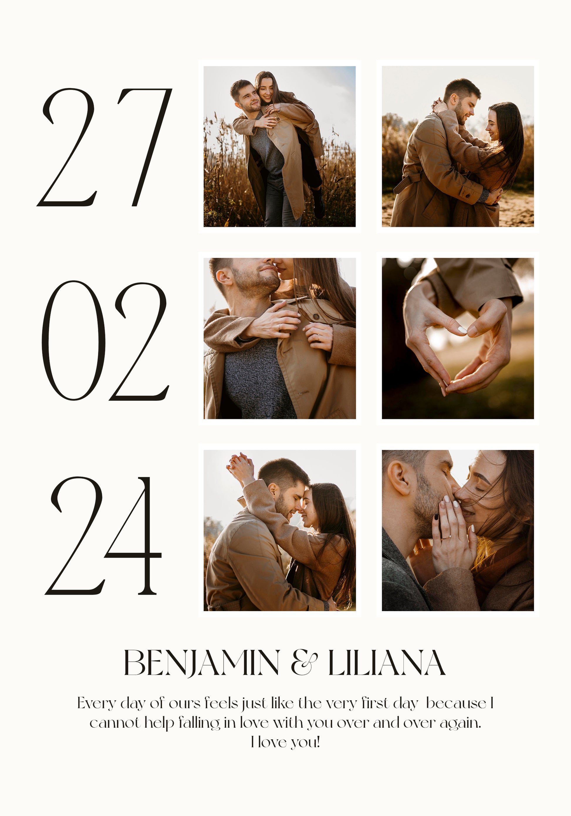 Erstes Date, romantisches Paar-Collage-Poster - Posterbox.dk