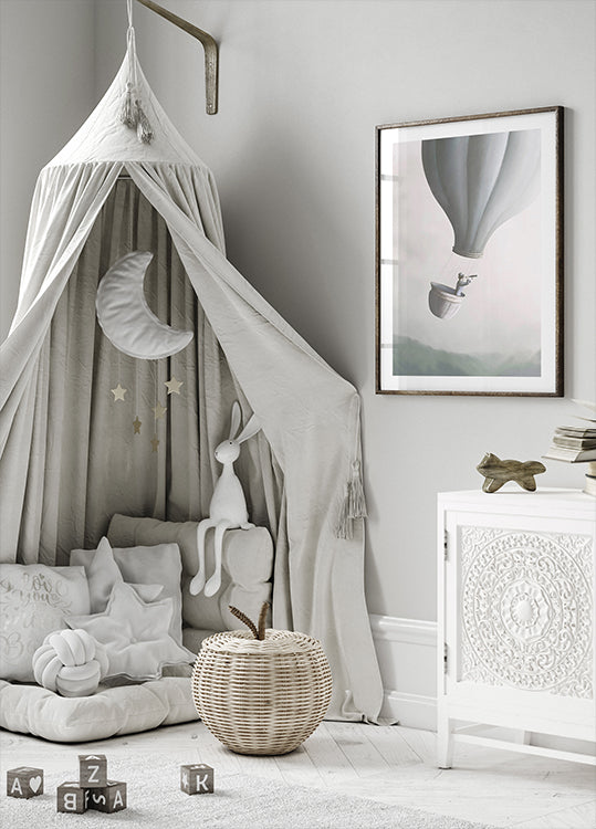 Fliegen mit Heißluftballon, skurriles Poster - Posterbox.dk