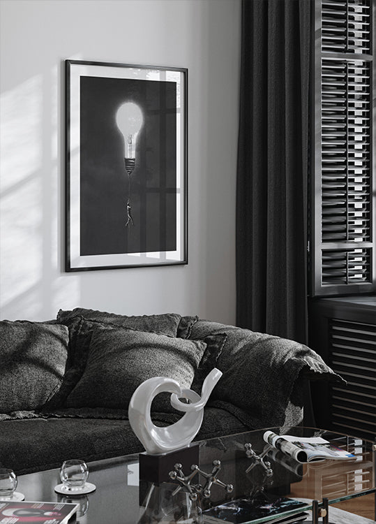 Fliegen mit Glühbirne Poster - Posterbox.dk