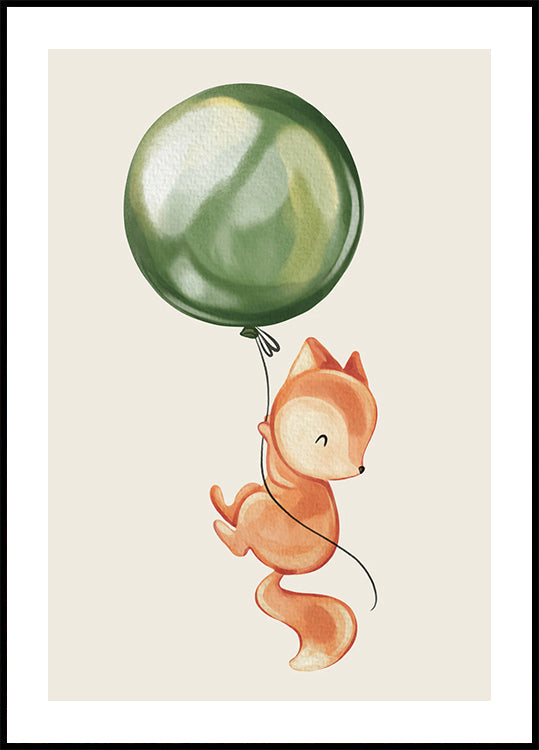 Fox Holding Balloon Poster - Posterbox.dk