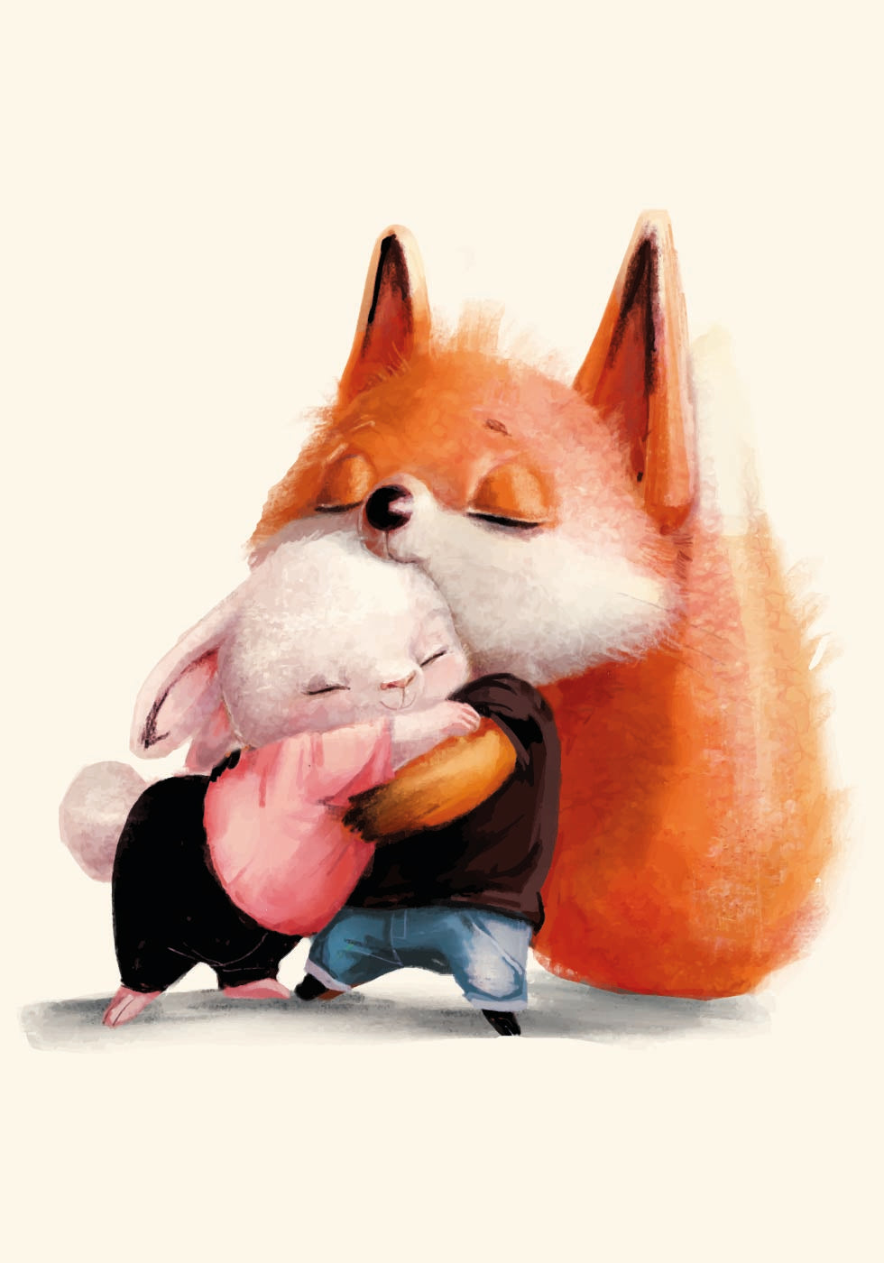 Fox Hugs Rabbit Poster - Posterbox.dk